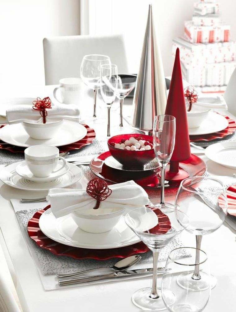 tables decoration photos Noel en rouge blanc