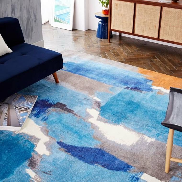 couleurs automne tendance salon design tapis bleu moderne 
