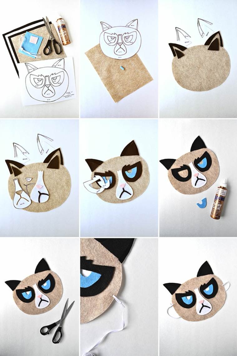 bricolage halloween masque en carton chat idée originale 