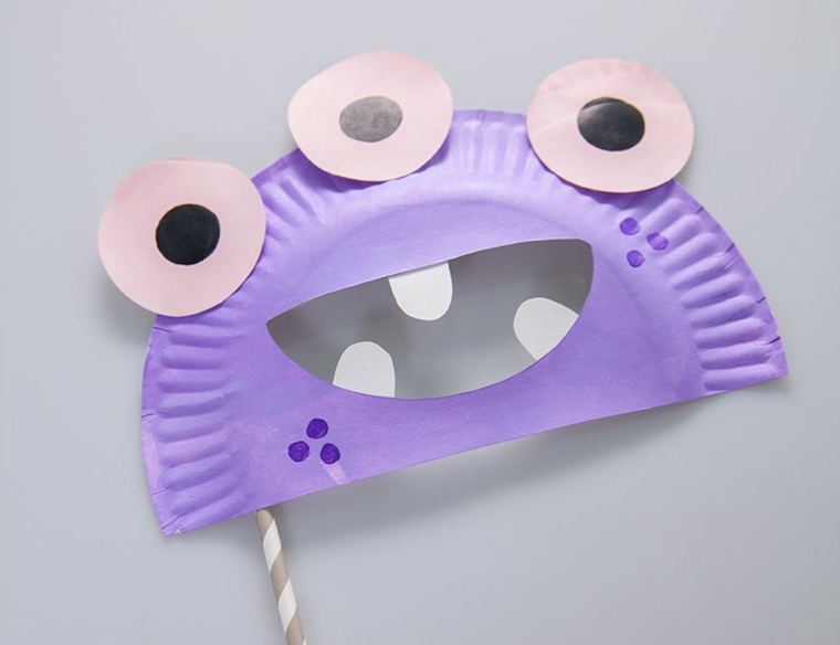 masque halloween enfant bricolage monstre déguisement assiette en carton