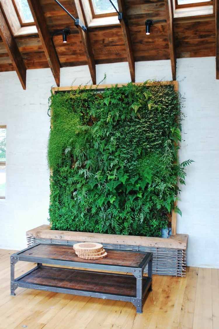 mur vegetal deco interieur rustique