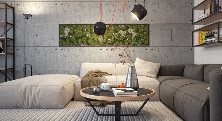 mur végétal intéreiur design salon moderne