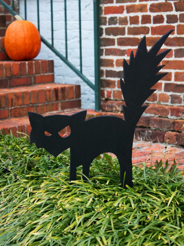 décoration halloween chat idée citrouille jardin 