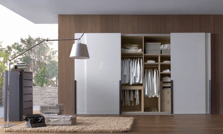 porte design coulissante dressing blanche bois blanc chambre à coucher 
