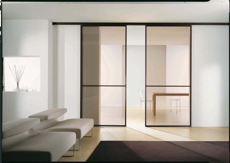 intérieur contemporain idée porte glissante design salon gain de place séparateur pièce