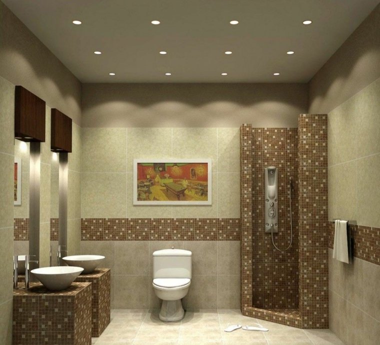 deco moderne salles bain marron couleur 
