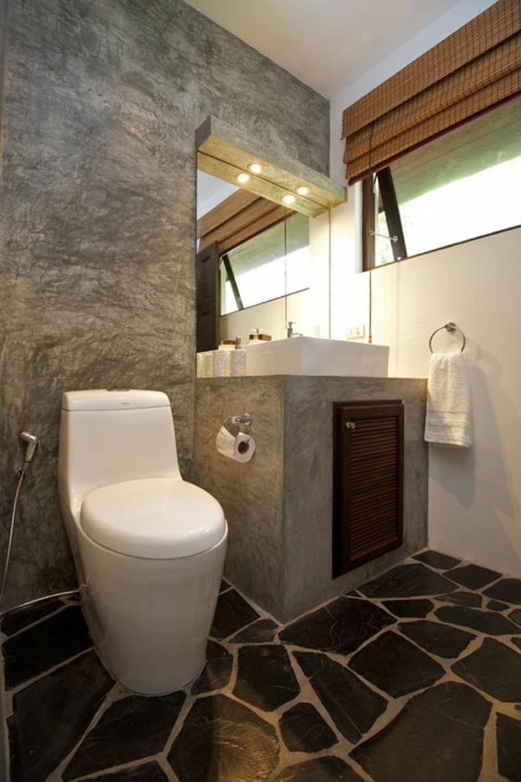 salle de bain rustique pierre bois