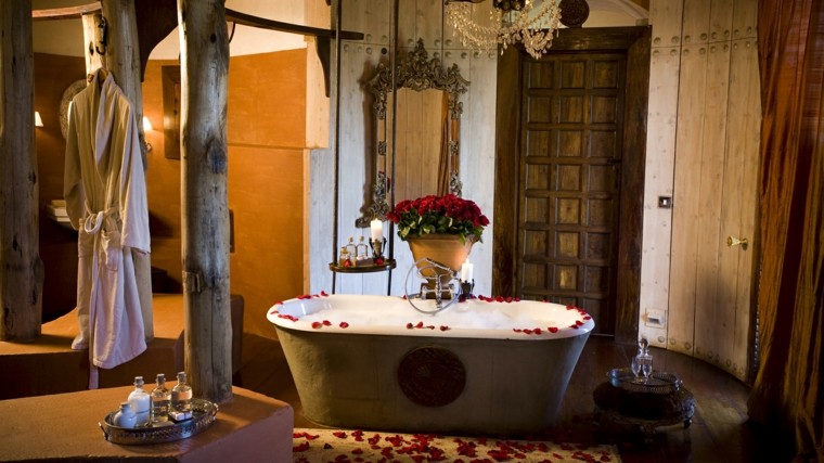 salle de bain style rustique baignoire