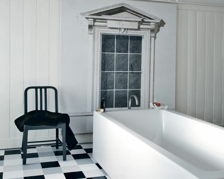 salle de bains blanche deco originale