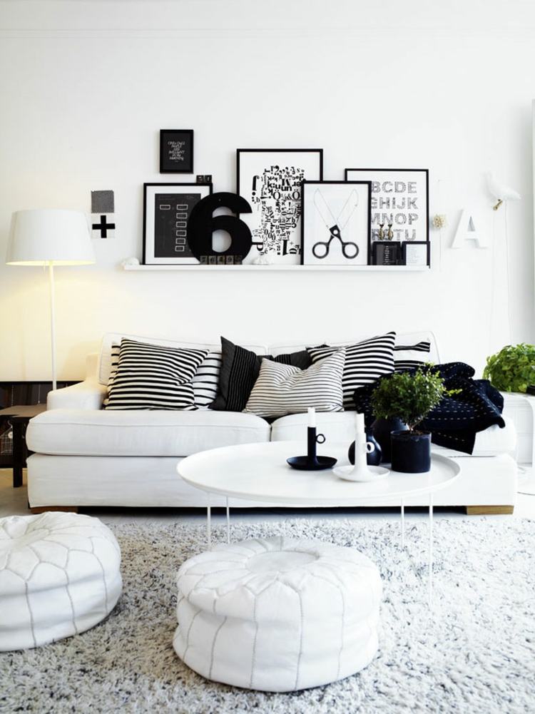 salon scandinave design noir blanc