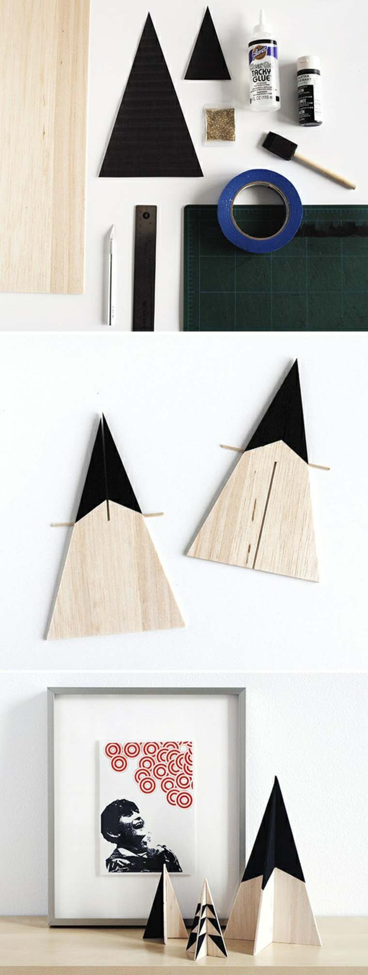 Décorations de Noël à fabriquer bois sapin idée originale pas cher déco minimaliste