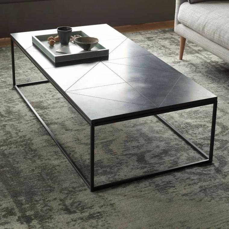 table basse design idée aménagement salon tapis de sol gris moderne