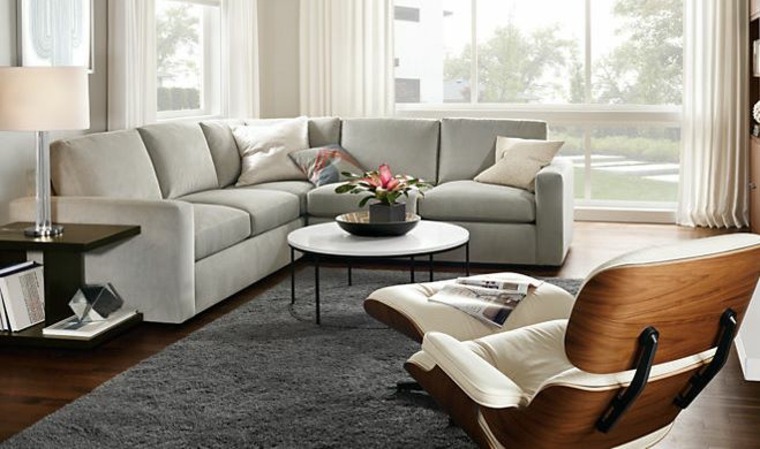 table luxe design canapé gris fauteuil tapis de sol gris table ronde 
