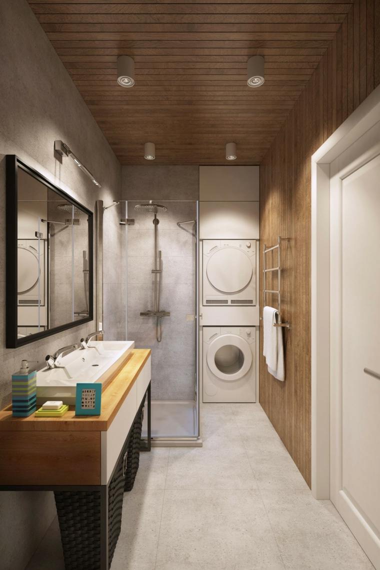 salle de bain bois style scandinave design carrelage blanc