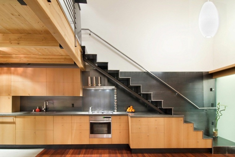 aménagement sous escalier cuisines modernes