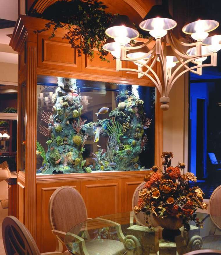 aquarium déco luminaire intérieur fleurs bouquet 