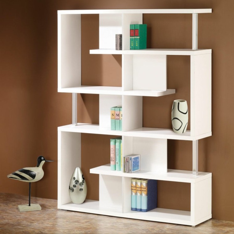 meuble coin bibliothèque blanche bois design déco idée rangement pratique 