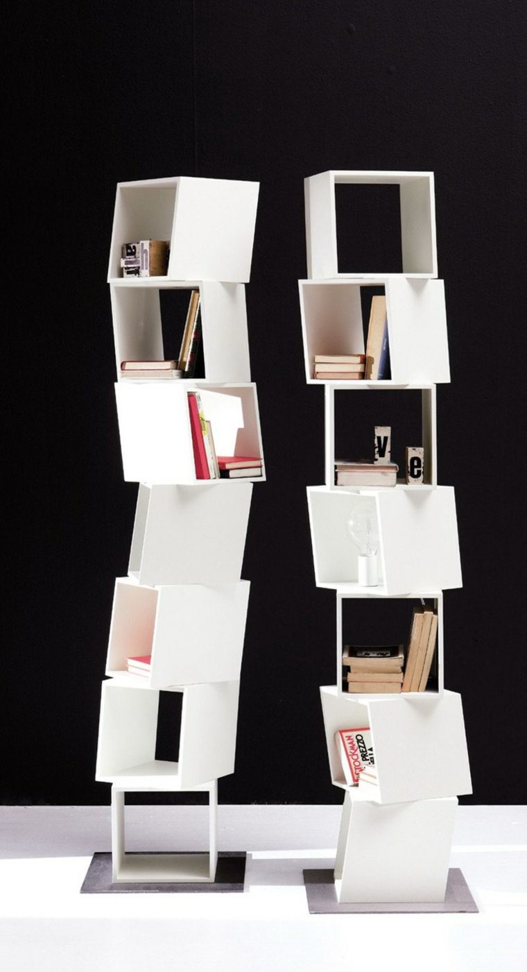 bibliothèque moderne design composable pivotante rubik emmebi blanche