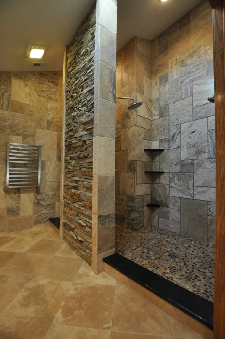salle de bain moderne pierre idée aménagement design cabine de douche italienne