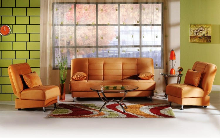canape orange salon moderne