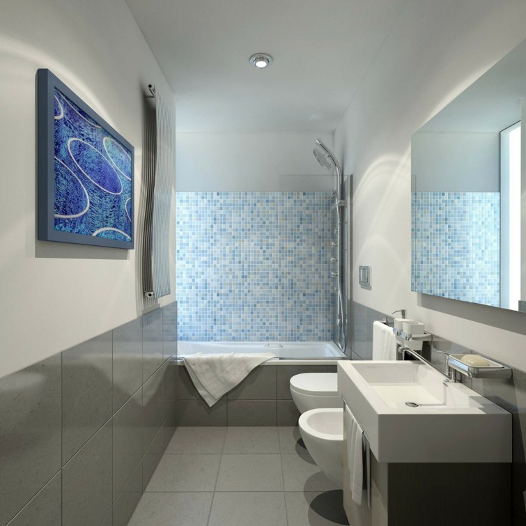 carrelage bleu moderne salle de bain