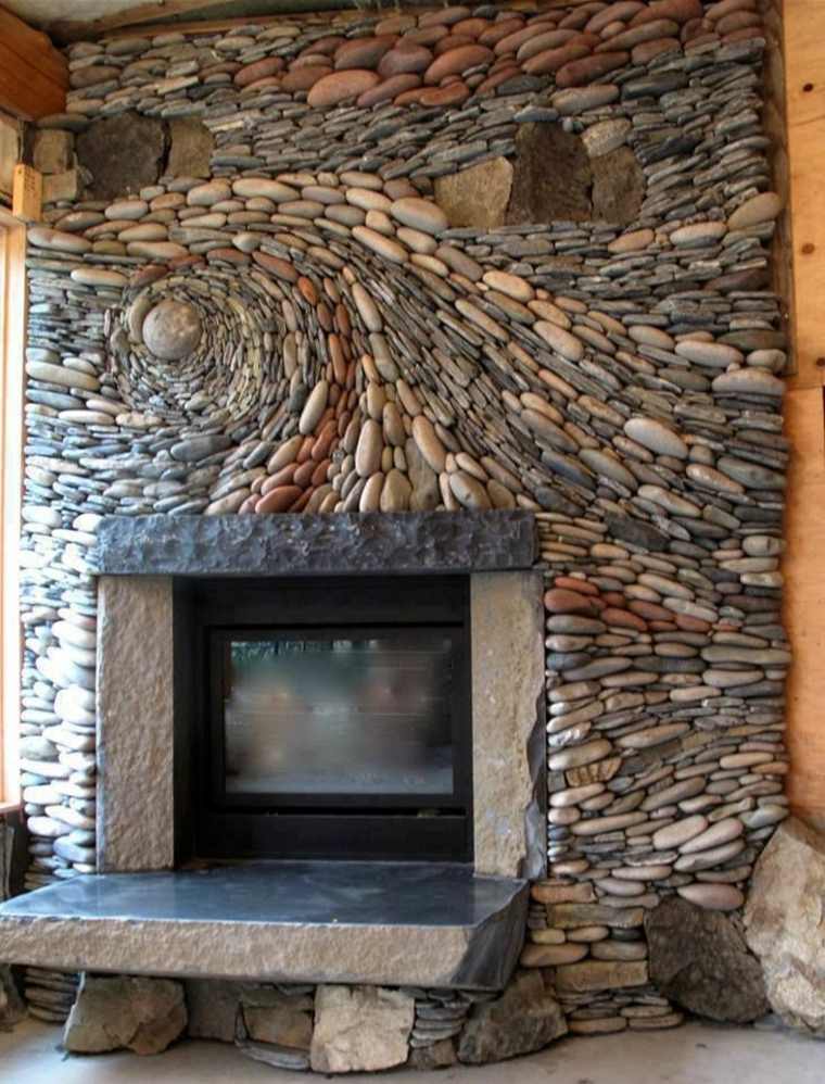 cheminée design pierre mur idée déco moderne design intérieur salon