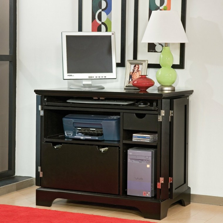 console bois bureau meuble imprimante