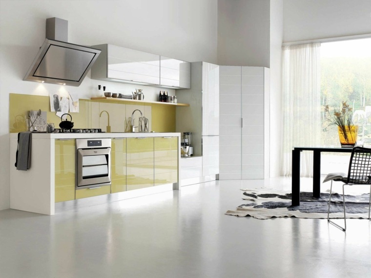 cuisine design moderne blanc jaune
