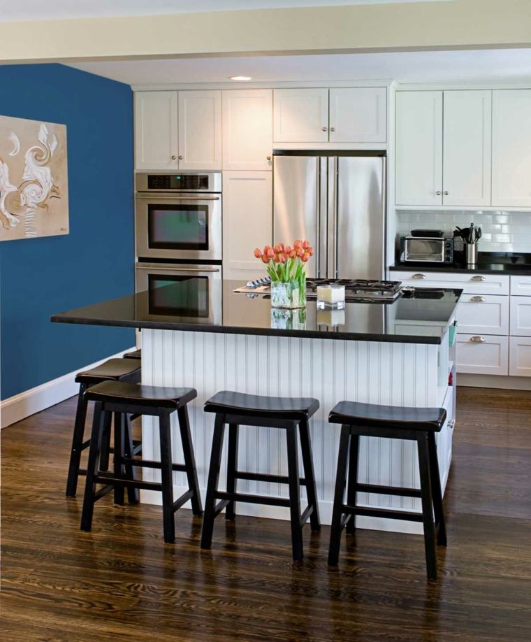 peinture de cuisine murs bleu