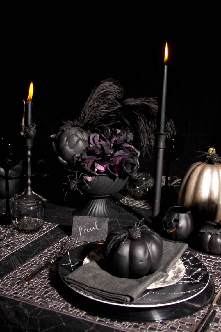 deco halloween table noir