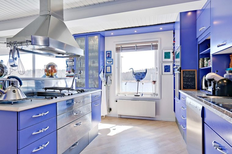 decor moderne cuisine bleu