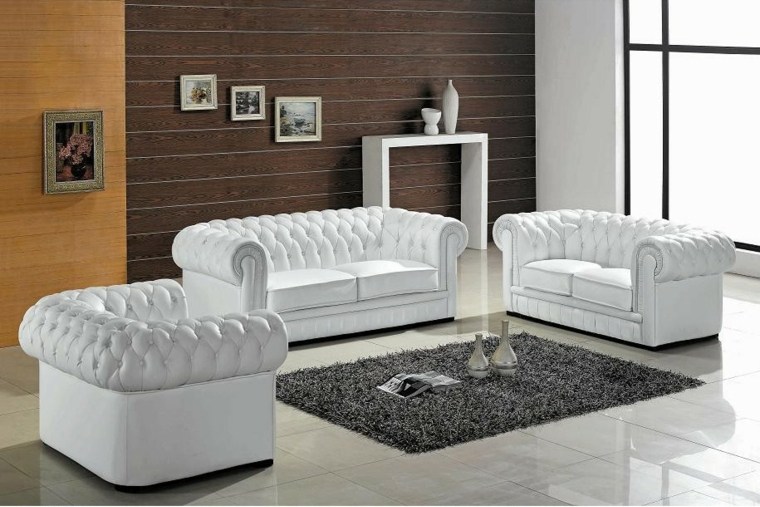 déco salon blanc design fauteuil canapé tapis de sol gris