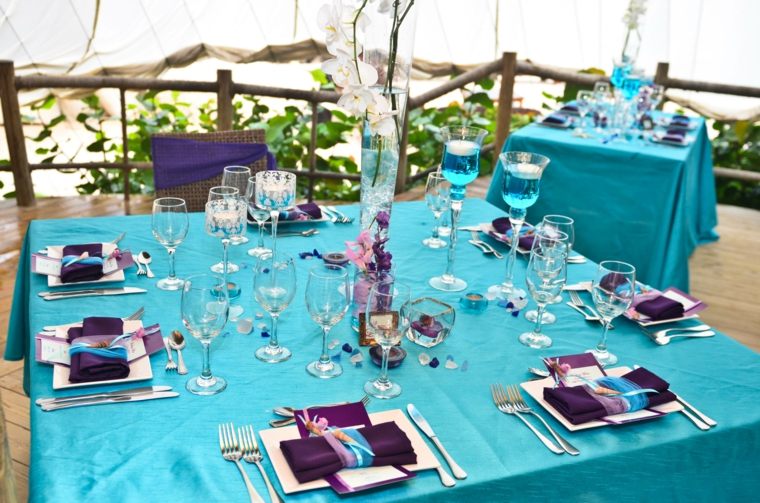 décoration de table pour mariage bleu