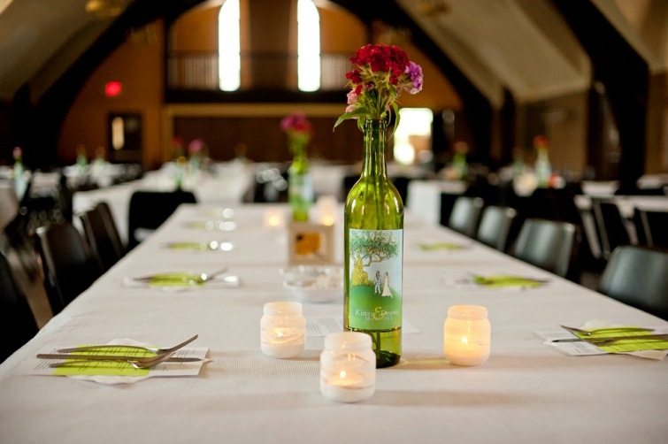 decoratio -mariage originale table bouteille