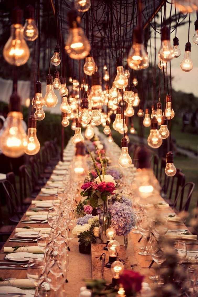 décoration mariage originale table luminaires