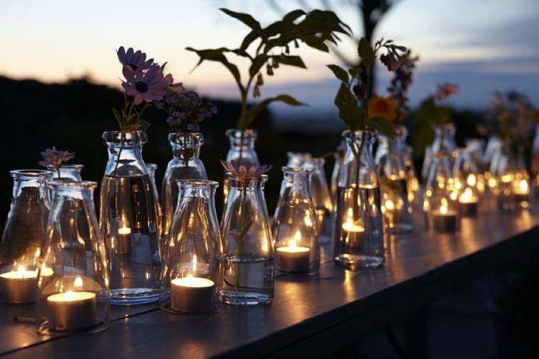 decoration mariage originale verre bougies