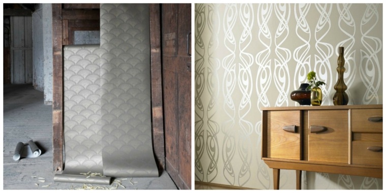 design intérieur contemporain argenté gris design idée meuble bois arts décoratifs 