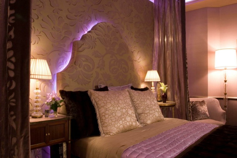 chambre à coucher idée tête de lit lumineuse design luxe 