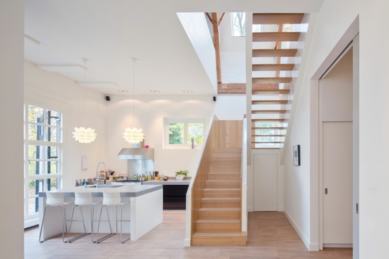 escalier bois cuisine moderne
