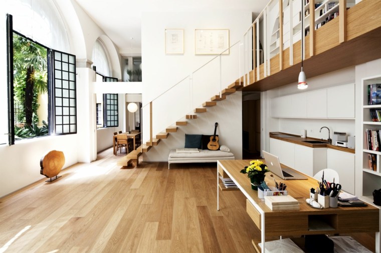 escalier bois design interieur moderne