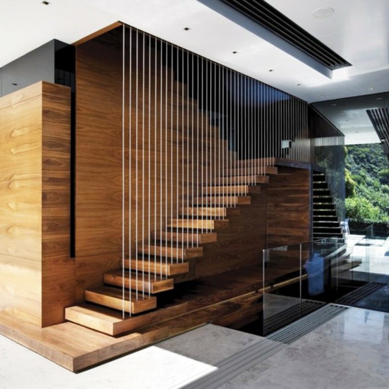 escalier bois design moderne elegant
