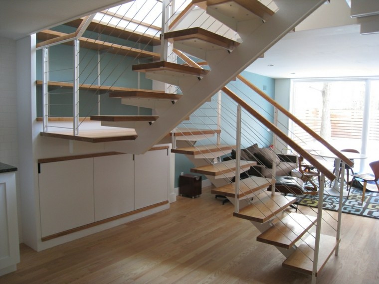 escalier bois metal interieur