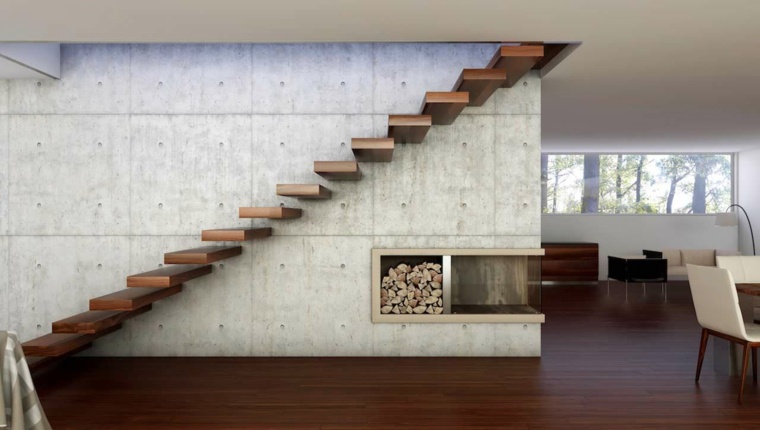 escalier bois interieur contemporain design