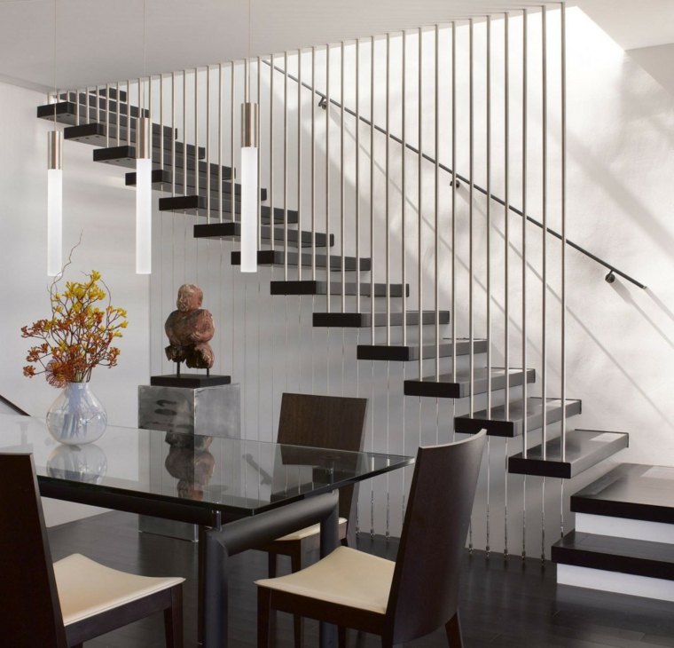 escalier bois salle a manger moderne
