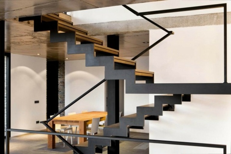 escalier en bois metal