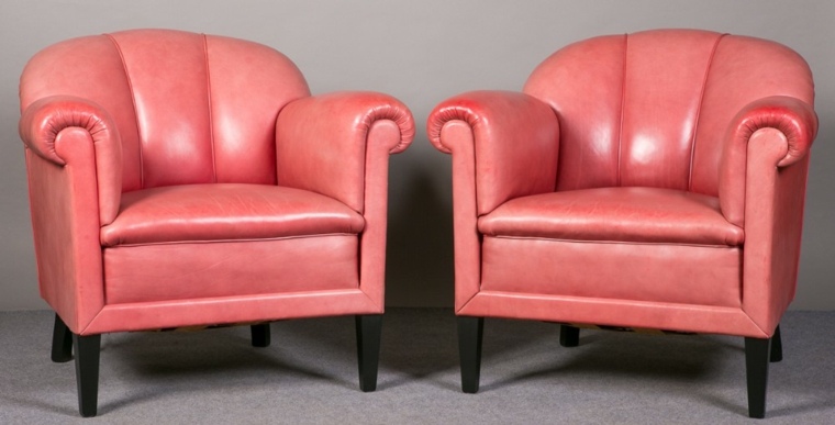 fauteuil rouge cuir design accoudoirs idée 