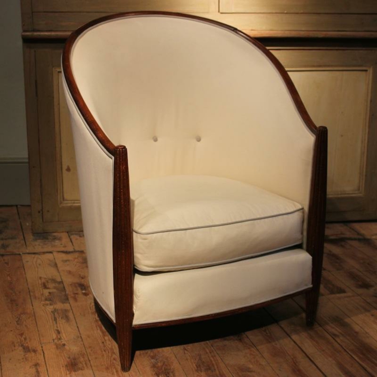 fauteuil art déco blanc design accoudoirs bois idée moderne 