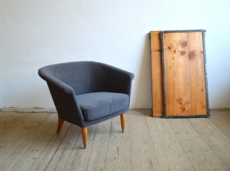 fauteuil classique gris foncé bleu bois design idée art déco intérieur salon