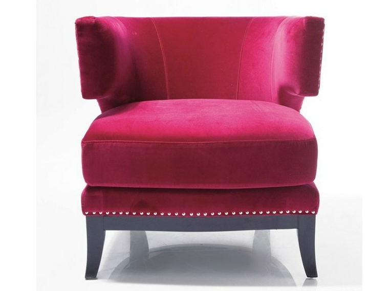 fauteuil art déco rose rembourré design accoudoirs idée intérieur 