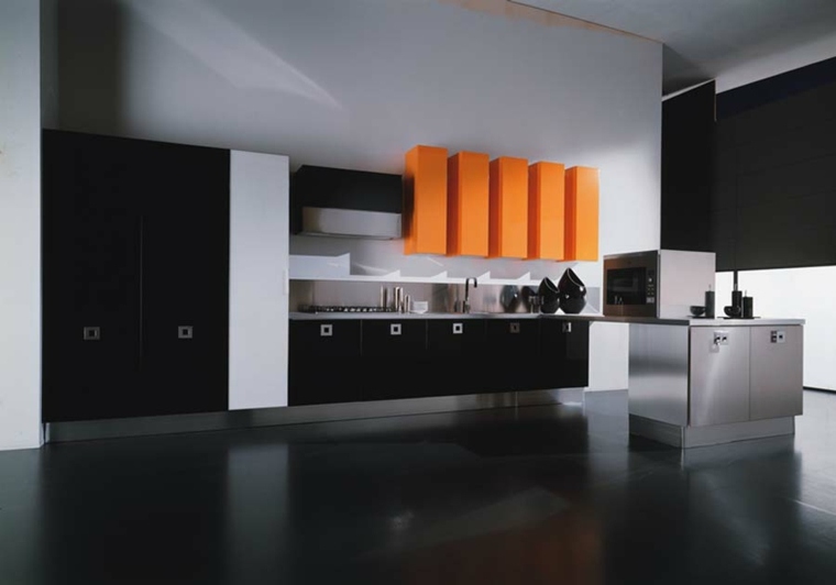 decoration cuisine noire orange